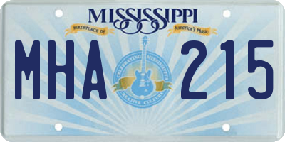 MS license plate MHA215