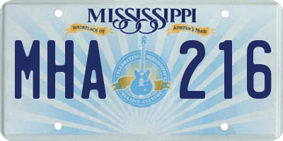 MS license plate MHA216