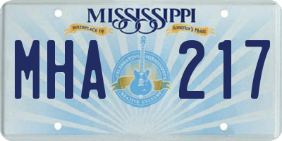 MS license plate MHA217