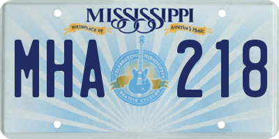 MS license plate MHA218