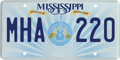 MS license plate MHA220