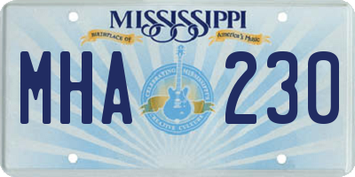 MS license plate MHA230