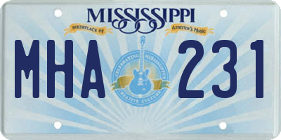 MS license plate MHA231