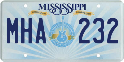 MS license plate MHA232