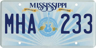 MS license plate MHA233