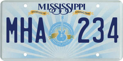 MS license plate MHA234