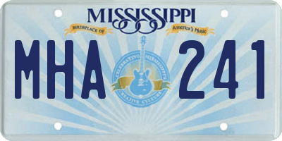 MS license plate MHA241