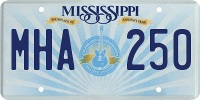 MS license plate MHA250