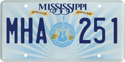 MS license plate MHA251