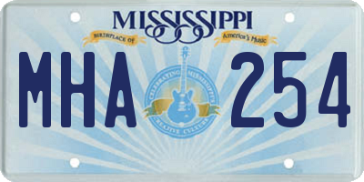 MS license plate MHA254