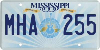 MS license plate MHA255