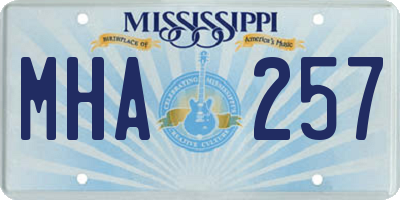 MS license plate MHA257