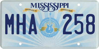 MS license plate MHA258