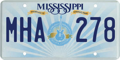 MS license plate MHA278