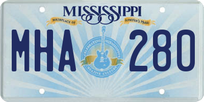 MS license plate MHA280