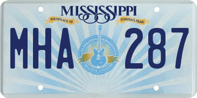 MS license plate MHA287