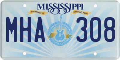 MS license plate MHA308