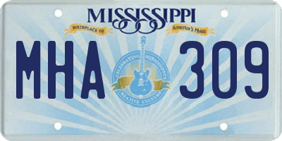 MS license plate MHA309