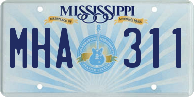 MS license plate MHA311