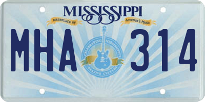 MS license plate MHA314