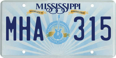 MS license plate MHA315