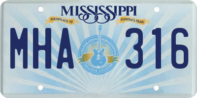 MS license plate MHA316