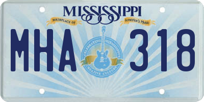 MS license plate MHA318