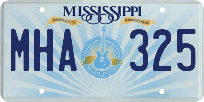 MS license plate MHA325