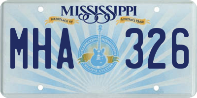 MS license plate MHA326