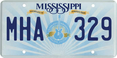 MS license plate MHA329