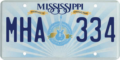 MS license plate MHA334