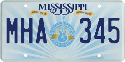 MS license plate MHA345