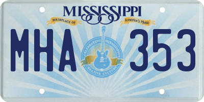 MS license plate MHA353