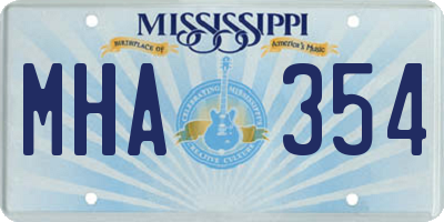 MS license plate MHA354