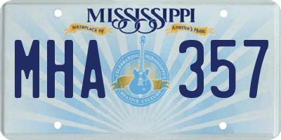 MS license plate MHA357