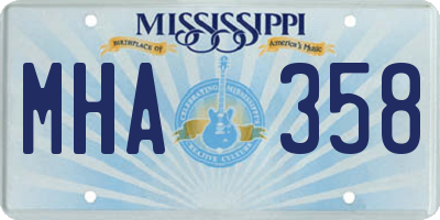 MS license plate MHA358