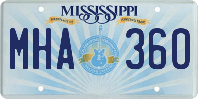 MS license plate MHA360