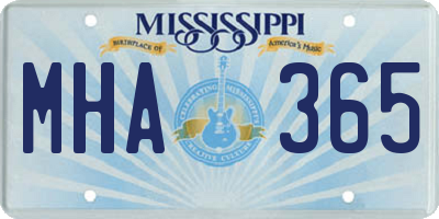 MS license plate MHA365