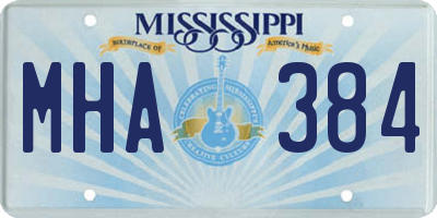 MS license plate MHA384