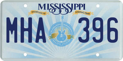 MS license plate MHA396