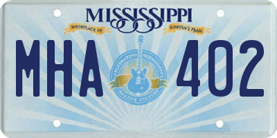 MS license plate MHA402