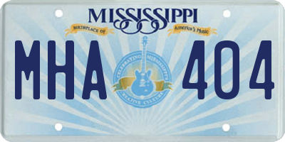 MS license plate MHA404