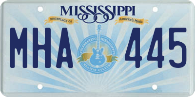 MS license plate MHA445