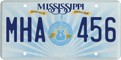 MS license plate MHA456