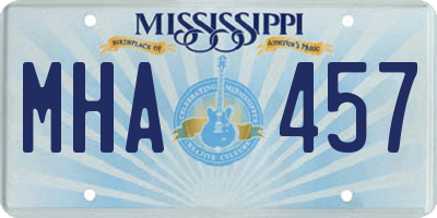 MS license plate MHA457