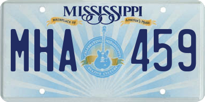 MS license plate MHA459