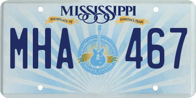 MS license plate MHA467