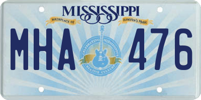 MS license plate MHA476