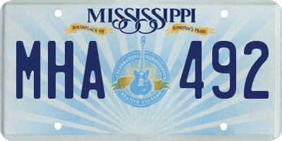 MS license plate MHA492