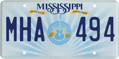 MS license plate MHA494